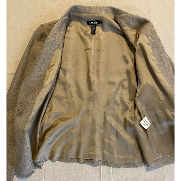 DKNY Blazer Womens Sz 6 Wool & Cashmere Blend Sport Coat Light Brown Suit Jacket - Picture 8 of 16